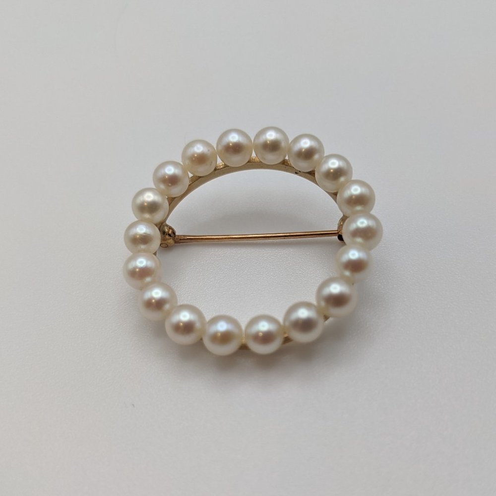 pearl wreath pin 14K gold vintage